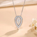 wholesale 18K gold-plated S925 silver cross-border new 6*9mm teardrop-shaped 15-carat moissanite pendant necklace for women-0-1