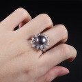 wholesale S925 sterling silver new design sunflower natural freshwater pearl ring with luxurious and elegant vibe-0-6