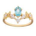 wholesale 925 silver plated with 14K gold Japanese retro lightweight luxury Baroque-style tranquil apatite white zircon ring-0-0