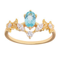 wholesale 925 silver plated with 14K gold Japanese retro lightweight luxury Baroque-style tranquil apatite white zircon ring-Apatite White Zirconium Ring>Size 5