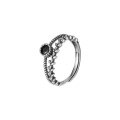 wholesale Metal material in the front: Silver-black zirconium ring for women, cross-border Europe and America,, fashionable and individual with a high-end feel, index finger ring that does not fade-0-4