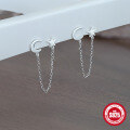 wholesale S925 Sterling Silver Versatile Star and Moon Chain Tassel Earrings, Korean Style-0-3