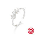 wholesale S925 Sterling Silver Geometric Zirconia Open Adjustable Ring, Korean Style Minimalist Luxury-0-8