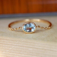 wholesale S925 Sterling Silver Red Elk All-Over Inlaid Sea Blue Zircon Ring with Exquisite Chain Design, Versatile for Gentle Commuting-BZ0011-Gold US size 7