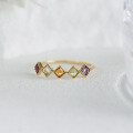 wholesale S925 silver gold-plated Japanese geometric rainbow gemstone ring for women, niche ins light luxury princess, available for wholesale-0-2