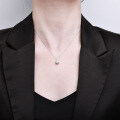 Sterling Silver 2ct Moissanite Six-Claw Pendant Necklace, Minimalist Design-0-1