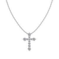 wholesale S925 Sterling Silver Light Luxury High-End Women's Necklace with Cross Bow Heart Möbius Pendant Choker-Platinum DY190920-SW-WH 925 silver