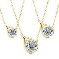 S925 Silver D Color Moissanite Classic Halo Pendant Necklace-0-8