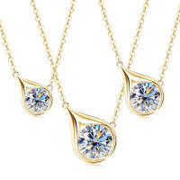 S925 Silver D Color Moissanite Classic Halo Pendant Necklace-Mermaid Tears Necklace [K Gold] 6.5mm  925 Silver