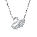 wholesale 925 Silver Plated 18K Gold Cross-Border Hot-Selling Swan Pendant Necklace for Women with Moissanite, Minimalist and Niche Collarbone Chain-0-4