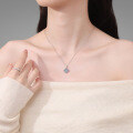 Sterling Silver Moissanite Four-Leaf Clover Pendant Necklace-0-2