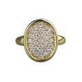 wholesale S925 sterling silver gold-plated vintage style oval full pave diamond ring, advanced and versatile luxury-0-4