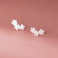 wholesale S925 Sterling Silver Fresh and Sweet Ins Style Niche Designed Three Five-Petal Flower Earrings M0555-0-4
