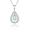 wholesale S925 Sterling Silver Fashionable Light Luxury Natural Gemstone Necklace Pendant with Design Sense, Inlaid with Natural Amethyst and Green Quartz-0-4