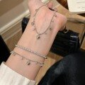 wholesale 925 Sterling Silver Lively Heart Tassel Diamond-Inlaid Bracelet, Fairy-like Fresh Sweet Versatile Fashion Luxury High-End Hand Accessory-0-1