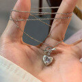 wholesale S925 silver jewelry, luxurious heart pendant necklace, high-end delicate collarbone chain, live-streaming bestseller-0-1