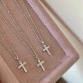 wholesale S925 Sterling Silver Goddess Cross Pendant Necklace with Full Pavé Shining Zirconia, Exquisite Craftsmanship, Light Luxury Advanced Textured Diamond-Inlaid Collarbone Chain-0-3