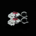 wholesale Metal: 925 Silver Gold Plated, High Carbon Diamonds, GRC Lab-Grown Ruby, Versatile Skirt Hem Design Ear Clips for Women-0-3