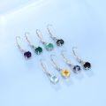 wholesale S925 Sterling Silver Simple Long Natural Topaz Earrings New Garnet Colored Gemstone Earrings Fashion-0-0