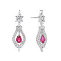 wholesale S925 Sterling Silver Cross-Border Radiance Earrings Inlaid with High-Carbon Diamond Zircon Ruby Dangle Earrings Wholesale for Women-0-4