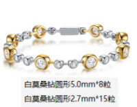 925 Sterling Silver Fashion Two-Tone Moissanite Bubble Jewelry, Fade-Resistant Elegant Bracelet.-(Electric yellow + white) 23-stone moissanite  925 silver (18cm)