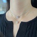wholesale S925 Sterling Silver Cross-Border One-Carat Round Bezel-Set Simulated Diamond Ocean Star Pendant Necklace Women's Collarbone Chain-0-3