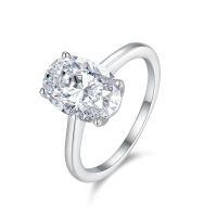 Sterling Silver Fashion Stackable Rings, Non-Tarnish, Light Luxury Minimalist Women's Rings, Hot Cross-Border Seller.-Moissanite egg-shaped 8*12  US No. 9