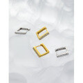 wholesale S925 Sterling Silver Korean Version Ins Small and Unique Design Minimalist Versatile Geometric Square Micro-Paved Zircon Ear Clips for Women-0-1