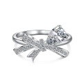wholesale S925 Sterling Silver Cross-Border New Women's Closed Ring with Drop Zirconia and Bow Design Wholesale-0-6