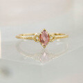 wholesale 10K Gold Japanese Natural Red Garnet Rose-Cut Marquise Gemstone Ring for Versatile Stacking-0-1