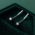 wholesale S925 Silver Women's Short Straight Bar Chain Earrings with Diamond Simple Ear Jewelry M01715-0-3