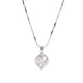 wholesale 999 Sterling Silver Moissanite Necklace for Women, Summer Small and Exquisite Luxury Advanced Sense Heart Pendant Versatile Collarbone Chain Necklace-0-4