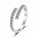 Moissanite Silver-Plated Adjustable Open Ring with CZ Accents-0-3
