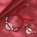 wholesale Fine Silver New Year's Auspicious Zodiac Snake Bracelet, Handwoven Red String Anklet for Women in Their Birth Year-0-13