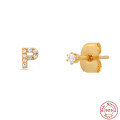 wholesale S925 Sterling Silver INS Minimalist Diamond-Studded Initial Letter Earrings, Popular 26-Letter Women's Jewelry-0-20
