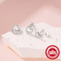 wholesale 925 Sterling Silver New Heart-shaped Diamond Inlaid Stud Earrings, Korean Style, Minimalist and Versatile-0-3