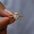 18K Gold Plated 925 Silver 1ct Moissanite Pear-Shaped Ring for Women, Hot Sale in Europe and America for Engagement-0-2