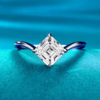 wholesale S925 Silver Metal Material Live Streaming 6*6 Pagoda Ring for Women with Simulated Diamond Cutting, Minimalist and Elegant Diamond Ring, Drop Shipping-R834 Pagoda White Diamond Ring Size 7