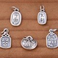 wholesale 999 Silver Pure Silver Pendant with "Peace and Joy" Meaning, Silver Jewelry Bracelet Hand String DIY Material Accessories-0-0