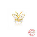 wholesale 925 Sterling Silver Single Butterfly Stud Earring with Diamond Piercing Cartilage, Trendy INS Style-0-0