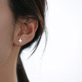wholesale S925 Sterling Silver Fresh and Sweet Style Personalized Design Polished Four-Pointed Star Earrings M05513-0-1