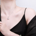 S925 Sterling Silver Saturn Rhinestone Paperclip Collarbone Necklace-0-2