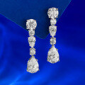 wholesale S925 Silver New Style Fashionable and Elegant 8*12mm Teardrop Evening Banquet Long Earrings-0-1