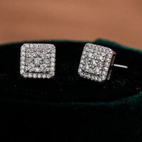 925 Sterling Silver Hip Hop American Style Moissanite D Color Earrings Unisex-Set with moissanite (white gold)  925 silver