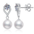 S925 Sterling Silver Moissanite Korean Style Shell Pearl Earrings, Trendy Versatile Elegant Ins Style Influencer Live Streaming Wholesale-0-3