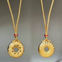 wholesale Sand gold auspicious and compass pendant unisex adjustable necklace cord sweater chain wholesale-Necklace-XL293-T