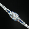 wholesale 925 Silver Gold-Plated High Carbon Diamond Royal Blue Art Deco Vintage Party Jewelry Bracelet for Women-0-3