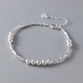 wholesale S925 Sterling Silver Fresh and Sweet Style Designed Chinese Bamboo Knot Beaded Crushed Silver Bracelet S7266-0-3