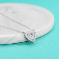 wholesale S925 Sterling Silver Wholesale Light Luxury Romantic Heart Necklace, Small Design Exquisite Heart-Shaped Moissanite Pendant Necklace-0-2