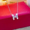 wholesale 999 Silver Fashionable and Luxurious Niche Design High-end Letter H Necklace with Mother-of-Pearl and Diamond Inlay for Collarbone-0-2